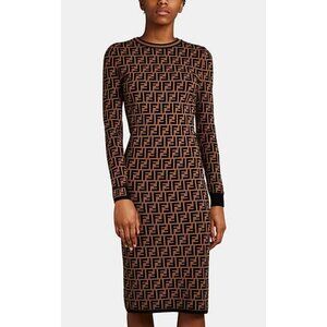 Fendi Printed Midi Length Dress - Brown Dresses